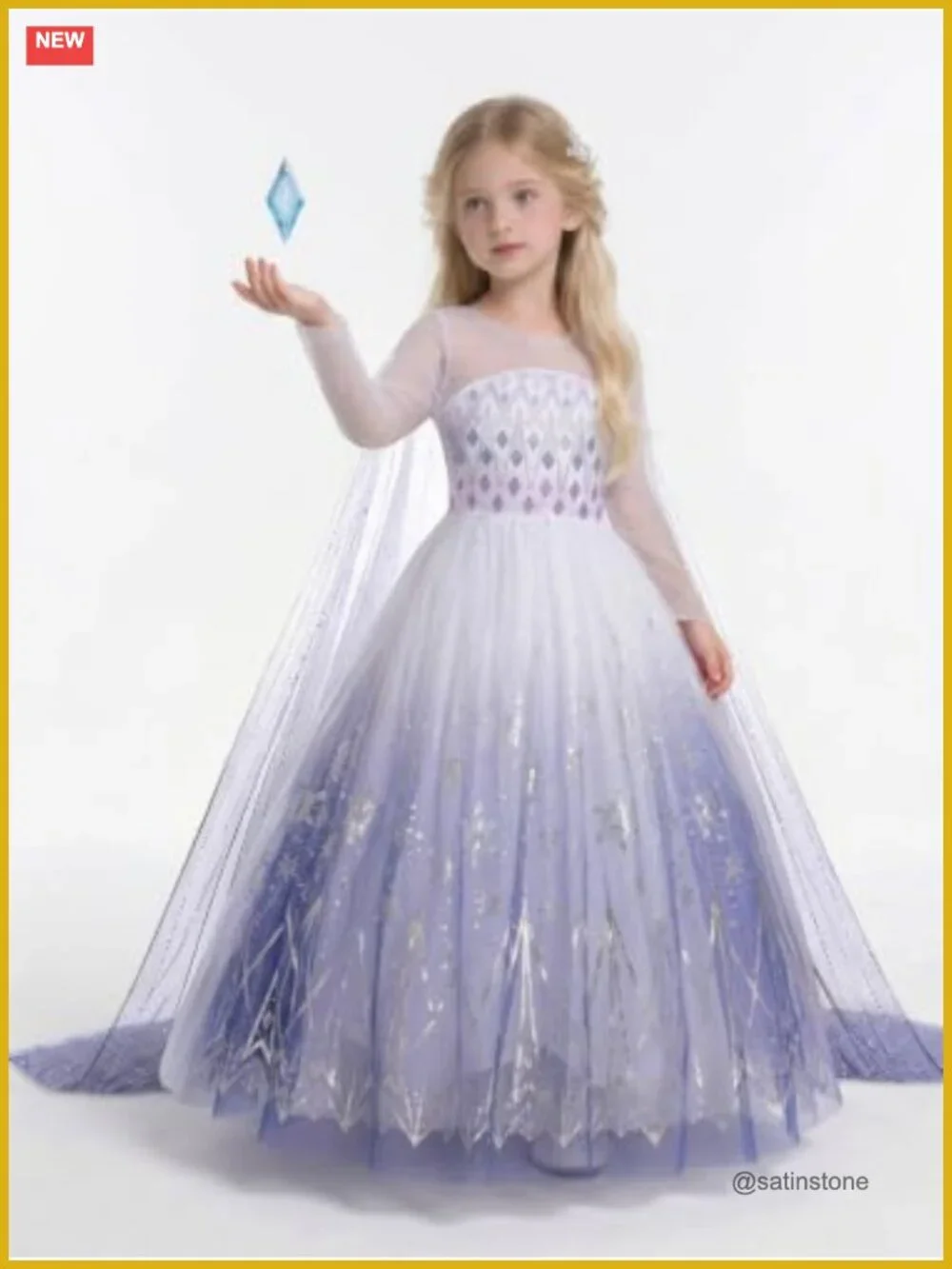 Light Up Princess Costume Dress with Cape, Wand & Crown for Girls